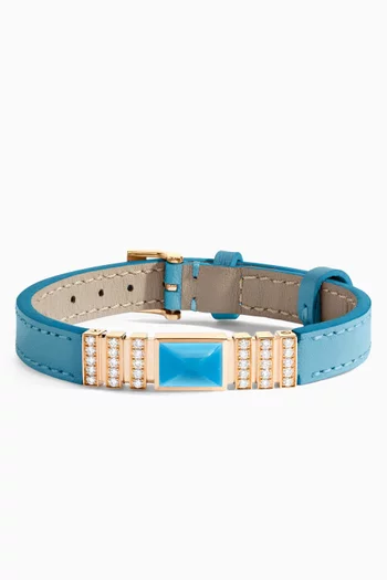 Unii Turquoise & Diamond Strap Bracelet in 18kt Rose Gold & Leather
