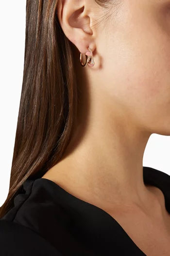 Cleo Diamond &  Pink Quartzite Open Hoop Earrings in 18kt Rose Gold