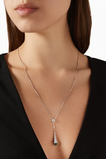 Cleo Diamond Teardrop Pendant Necklace in 18kt White Gold