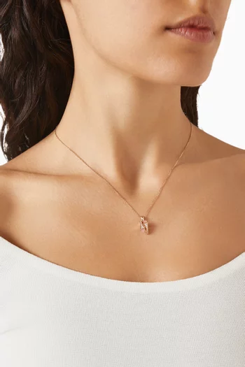 Cleo Diamond & Pink Quartz Huggie Pendant Necklace in 18kt Rose Gold
