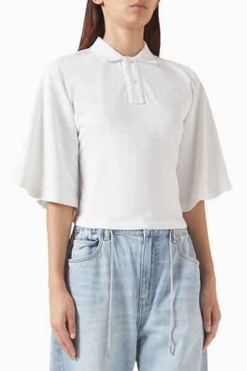 Draped-sleeves Polo T-shirt in Cotton