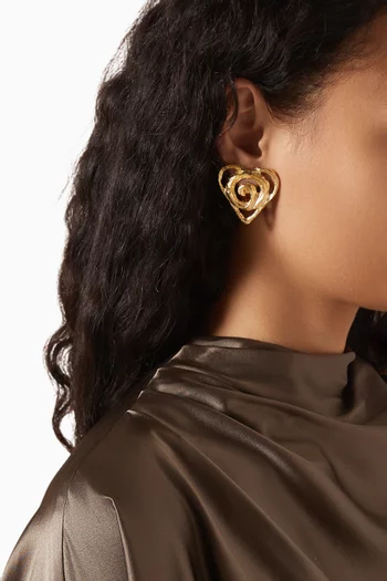 1990s Vintage Stylised Heart Clip-on Earrings