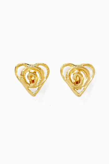 1990s Vintage Stylised Heart Clip-on Earrings