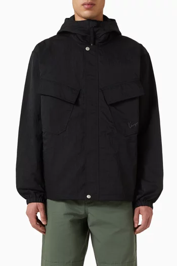 Signature Short Windbreaker Jacket in Washed Nylon