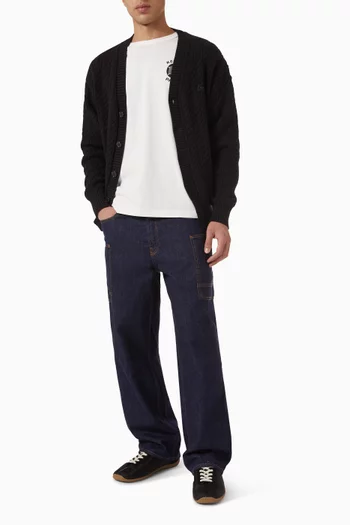 كارديغان منسوج بغرزة الضفيرة مزيج قطن وصوف