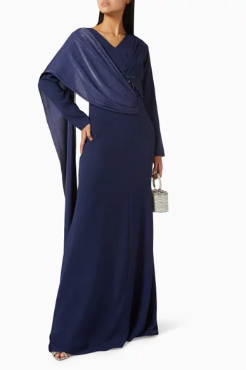Embellished Cape Dress