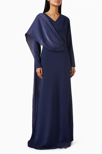 Embellished Cape Dress