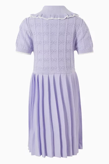 Pleated Pointelle Knitted Dress