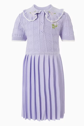 Pleated Pointelle Knitted Dress