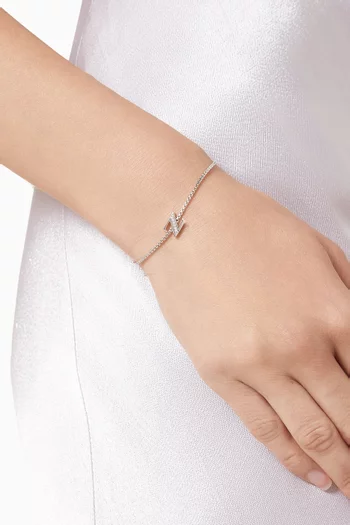 سوار بتيت بتصميم سلسلة وحلية على شكل حرف Z مرصعة بالماس فضة إسترلينية