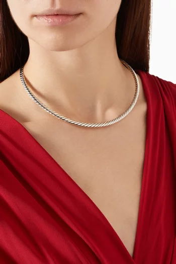 Sculpted Cable Flex Necklace in Sterling Silver