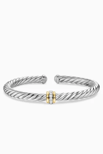 Cable Flex® Center Station Bracelet in Sterling Silver & 14kt Yellow Gold