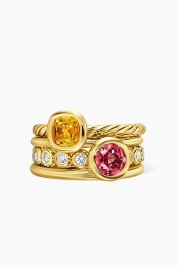 DY Mercer® Color Stone Multi Row Diamond Ring in 18kt Gold