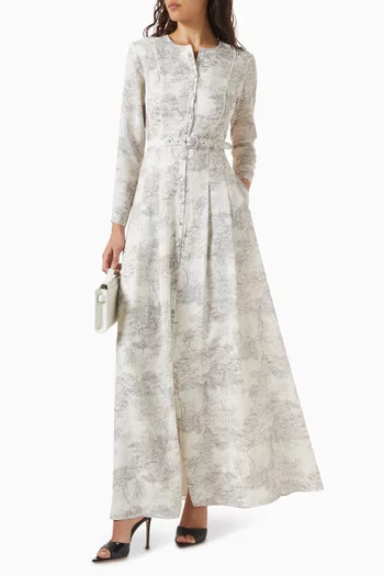 Printed Belted Maxi Dress