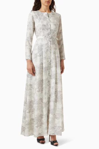 Printed Belted Maxi Dress