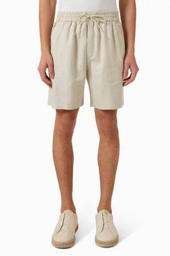 Drawstring Shorts in Linen-blend
