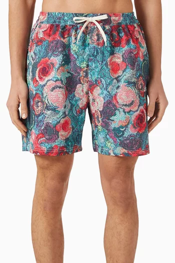 Bouquet All-over Print Swim Shorts in Seersucker