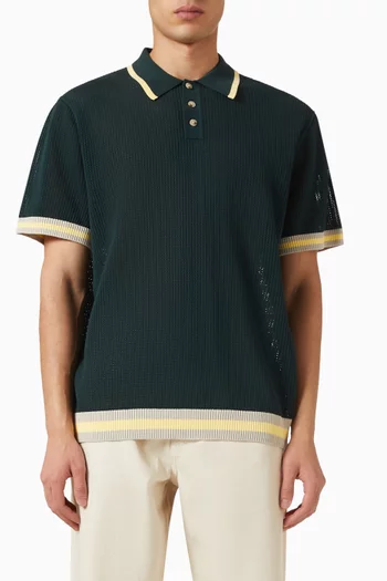 Lace Knitted Polo Shirt in Cotton