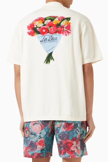 Bouquet Knitted Short-sleeve Shirt in Cotton