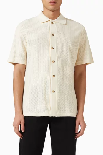 Pointelle Short-sleeve Shirt in Organic Cotton