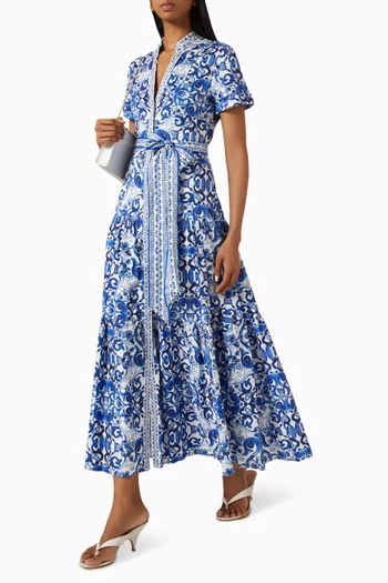 Lucy Roll-sleeve Midi Shirt Dress
