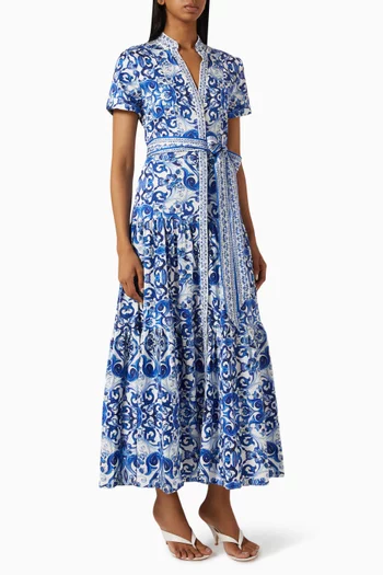 Lucy Roll-sleeve Midi Shirt Dress