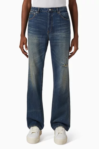 Dark Wash Straight-leg Jeans in Denim