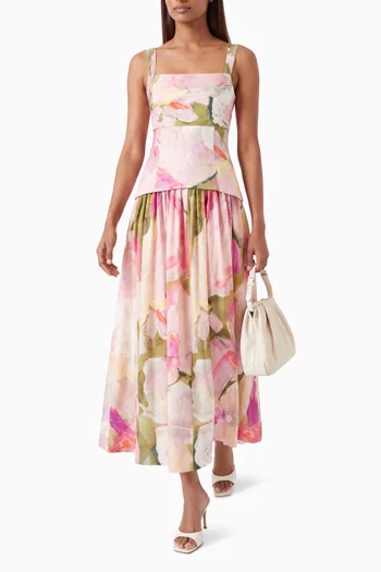 Reeve Printed Dress in Dupion Fabric