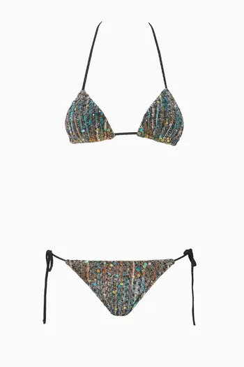 Sequin-embellished Bikini Set