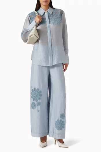 Gia Embroidered Pants in Tencel Blend