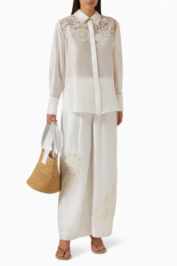 Gia Embroidered Pants in Tencel Blend