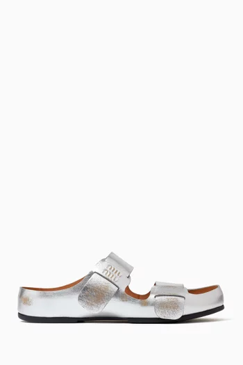 Sandal Flats in Bleached Leather