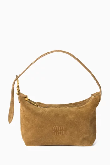 Top-handle Pouch in Suede