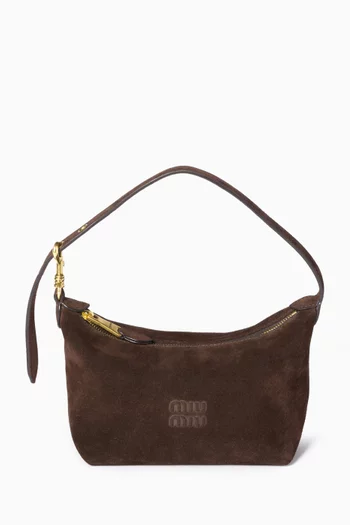 Top-handle Pouch in Suede