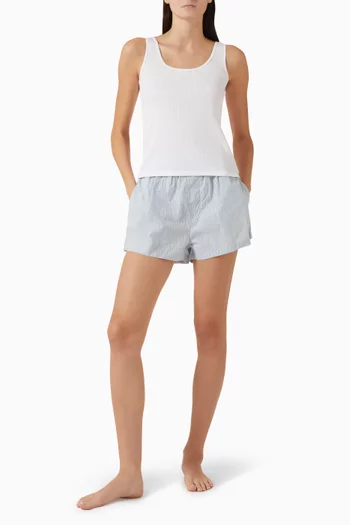 Striped Pyjama Shorts in Cotton-poplin