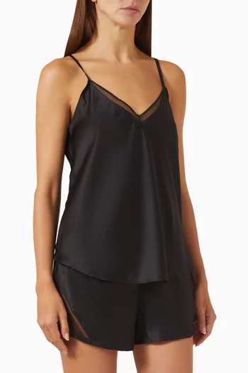 Cami Pyjama Top in Satin Lace