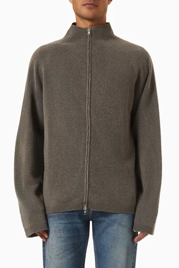 Line Zip Cardigan in Merino Wool