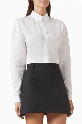 قميص بنقشة GG مطرزة بالكريستال قطن بوبلين