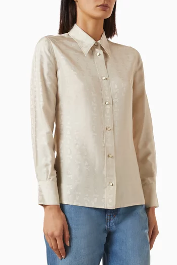 Logo Crest Shirt in Silk Habotai