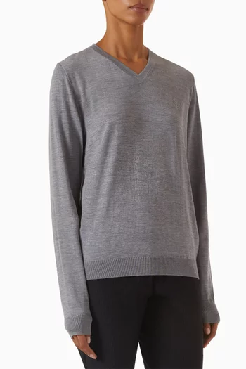 V-neck Knit Sweater in Fine Wool