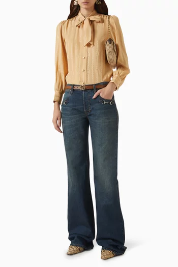 Interlocking G Chain Shirt in Silk-jacquard
