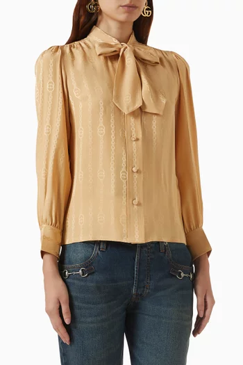 Interlocking G Chain Shirt in Silk-jacquard