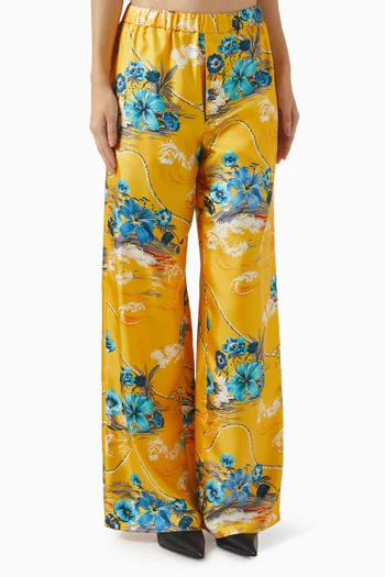 Printed Leisure Pants in Silk-twill