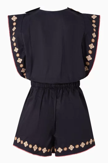 Junior Girl Aster Embroidery Playsuit in Cotton