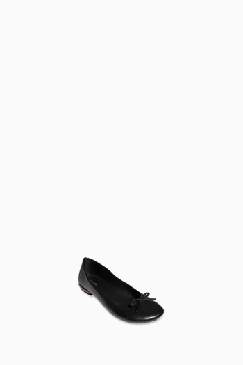 Bamboo-Trim Ballerina Flats in Leather