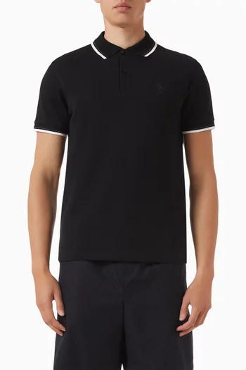 Crest Embroidery Polo Shirt in Cotton Piquet