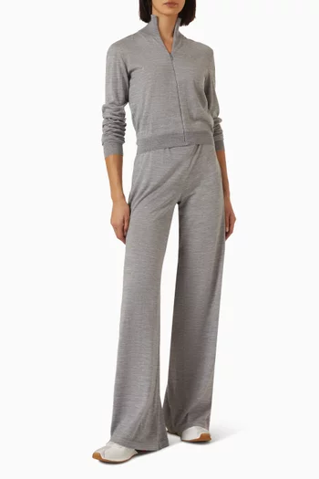 Embroidered Zip Jacket in Wool Blend