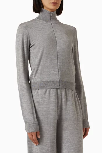 Embroidered Zip Jacket in Wool Blend