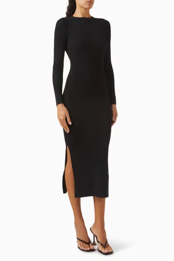 Rib-knit Slit Dress in Viscose Blend