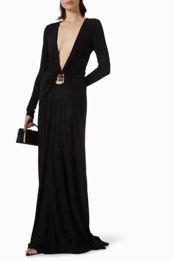 Bezel Quartz Ruched Dress in Jersey